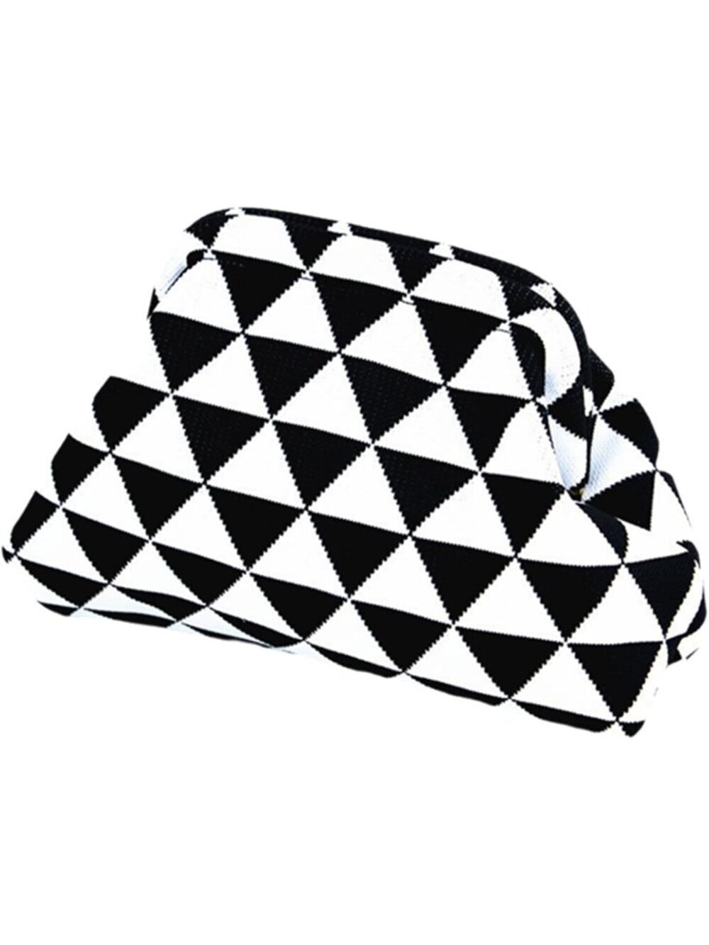 Women Tringle Black Stripe Summer Beach Woven Crochet Bag Dumpling Purse Handbag